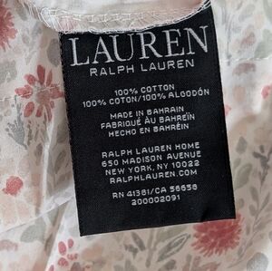 Ralph Lauren Std. Queen Size Pillowcase 100% Cotton Pink Floral Great Condition